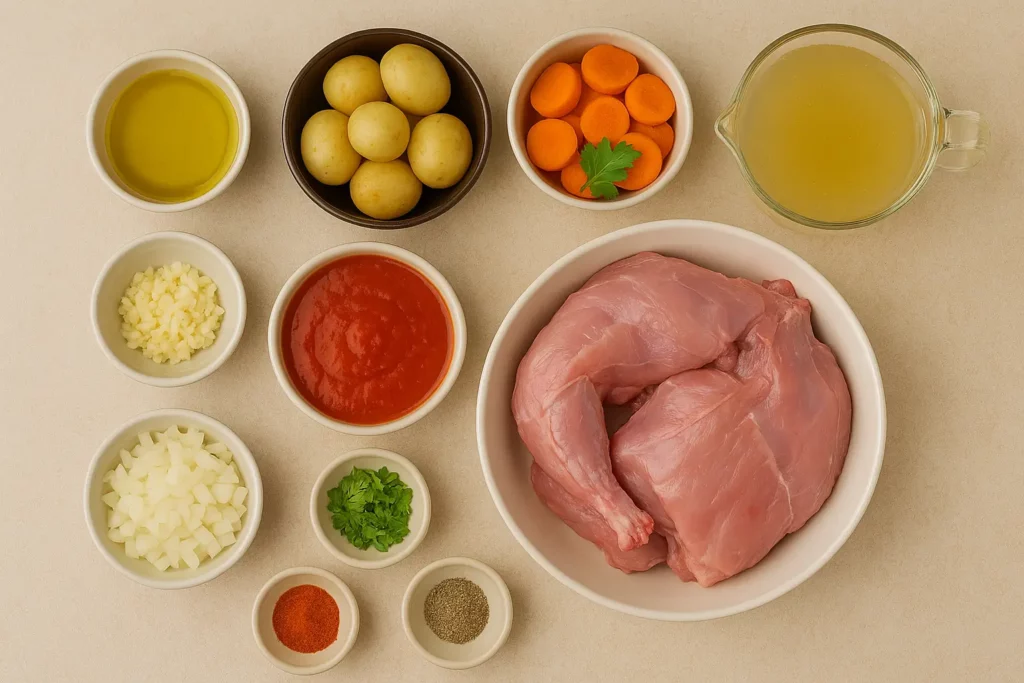 Ingredientes de la receta conejo en salsa estilo andaluz